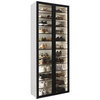 SCHUHSCHRANK Kaschmir, Schwarz  - Kaschmir/Schwarz, Design, Glas/Holzwerkstoff (80/200/34cm) - Voleo