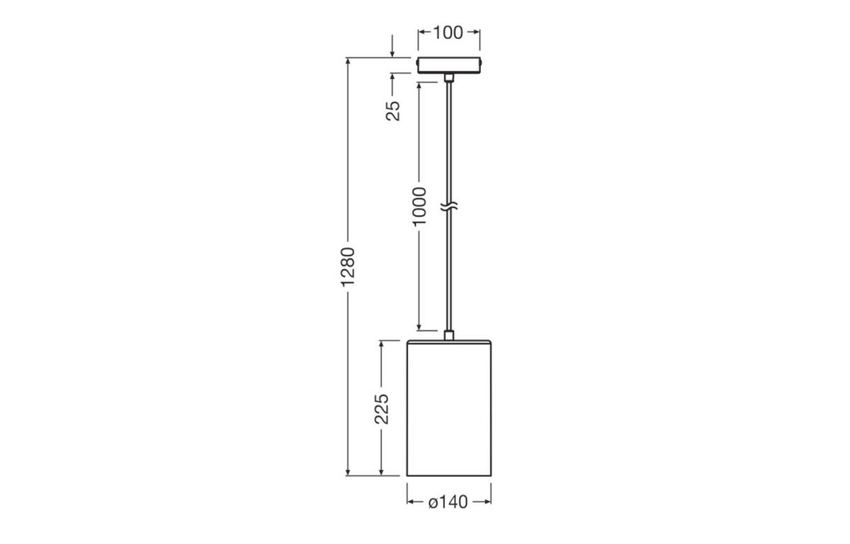 HÄNGELEUCHTE 14/128 cm  - Weiß, Basics, Stein/Metall (14/128cm) - Osram