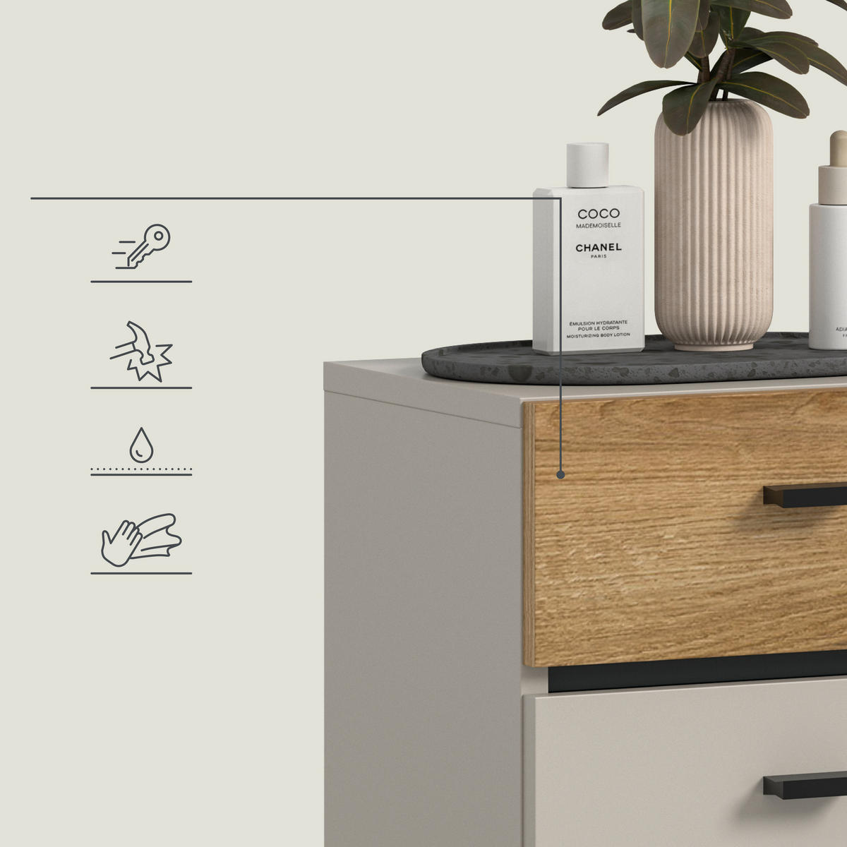 MIDISCHRANK 32/91/30 cm  - Kaschmir/Eichefarben, Trend, Holzwerkstoff/Kunststoff (32/91/30cm) - MID.YOU