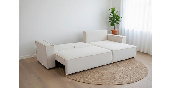 ECKSOFA inkl. Funktionen Creme Cord  - Creme/Schwarz, Design, Textil (267/141cm) - Xora