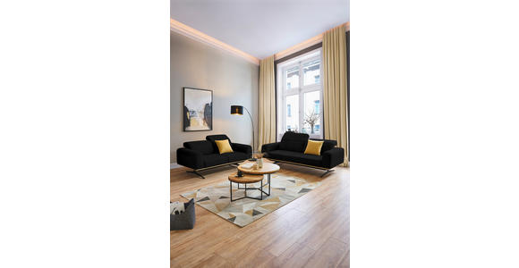 2-SITZER-SOFA in Leder Schwarz - Schwarz, Design, Leder/Holz (174/76-97/102cm) - Novel
