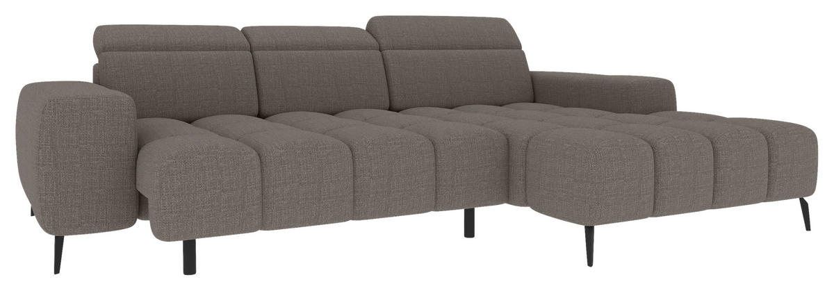 ECKSOFA Taupe Flachgewebe Rücken echt, Kopfteilverstellung, Sitztiefenverstellung  - Taupe/Schwarz, KONVENTIONELL, Kunststoff/Textil (273/171cm) - Carryhome
