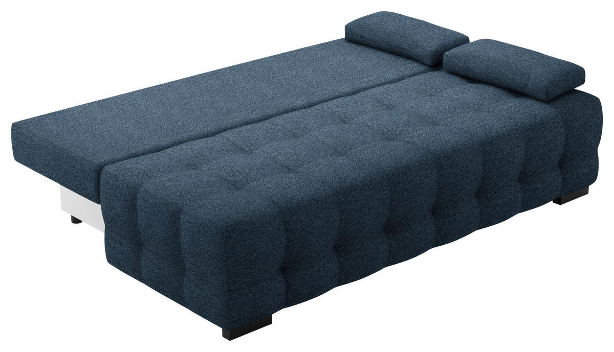 SCHLAFSOFA in Chenille, Plüsch Dunkelblau  - Schwarz/Dunkelblau, KONVENTIONELL, Kunststoff/Textil (209/96/100cm) - Stylife