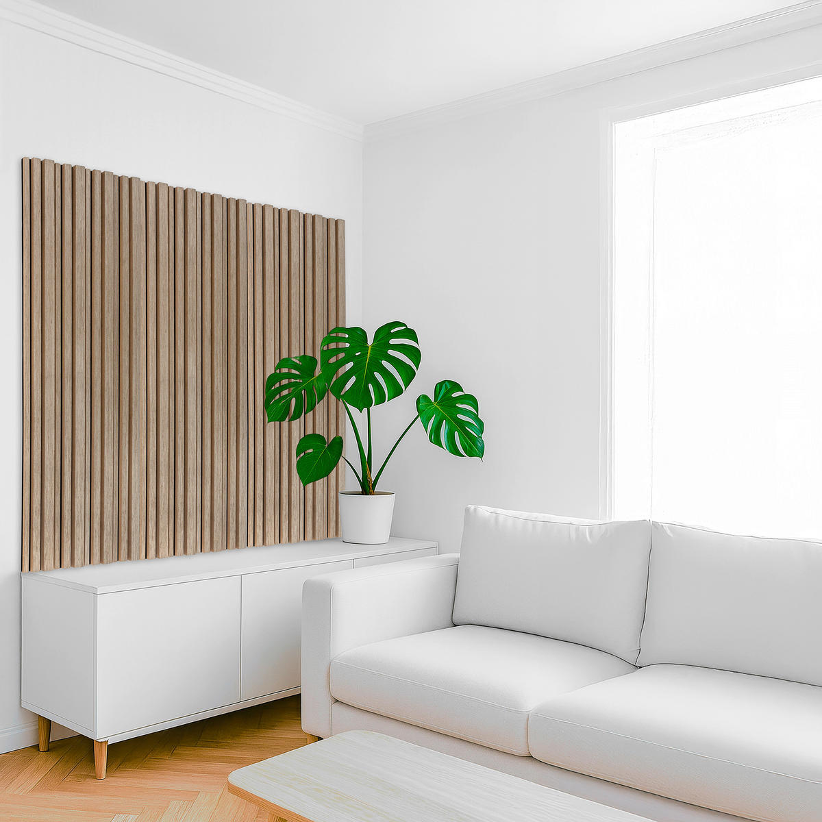 AKUSTIKPANEEL EICHE GRAU 4-er Set  - Hellgrau, MODERN, Holz (52/120cm)