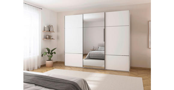 SCHWEBETÜRENSCHRANK 271/223/68 cm 3-türig Weiß - Alufarben/Weiß, KONVENTIONELL, Glas/Holzwerkstoff (271/223/68cm) - Novel