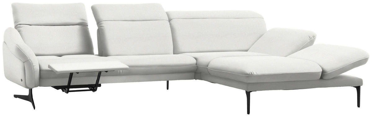 ECKSOFA in Webstoff Creme  - Anthrazit/Creme, Design, Textil/Metall (299/203cm) - Himolla