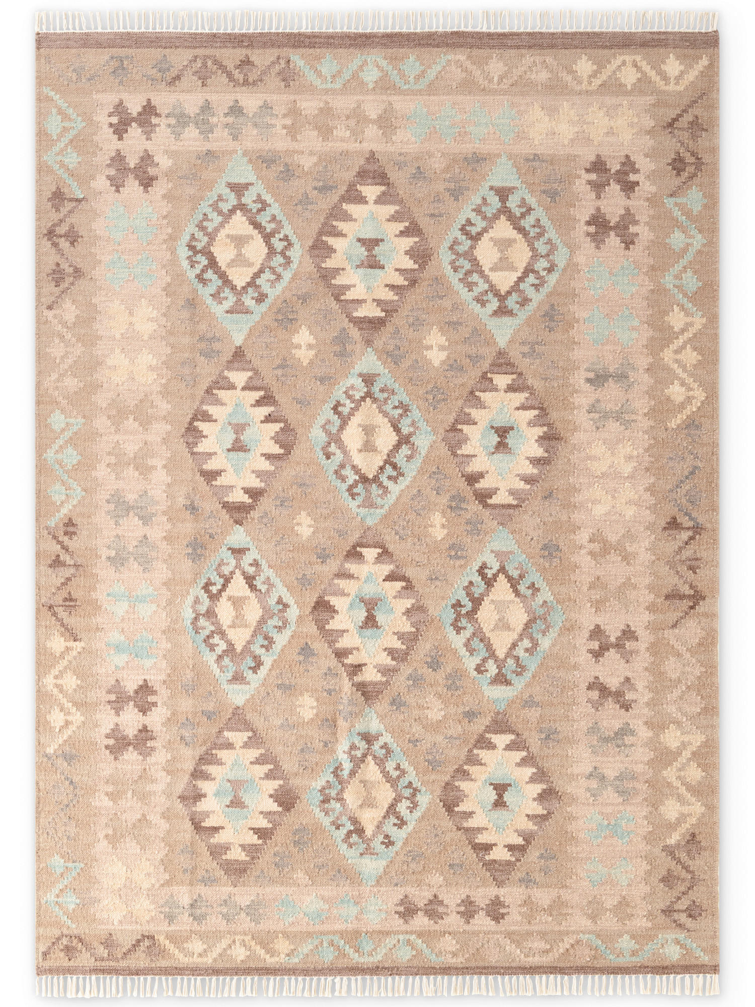 ORIENTTEPPICH 120/170 cm Kamal Hellblau, Beige  - Beige/Hellblau, Design, Textil (120/170cm)