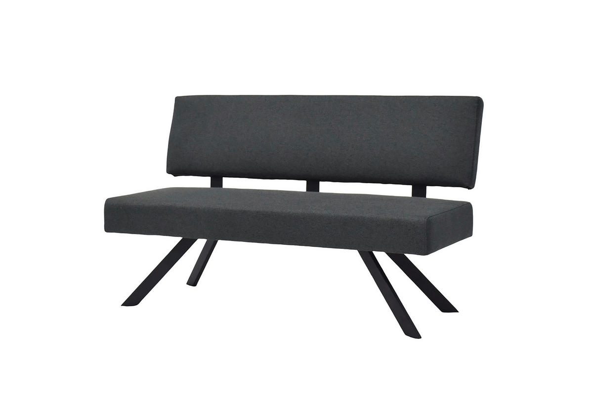 SITZBANK Dunkelgrau  - Dunkelgrau/Schwarz, MODERN, Textil/Metall (138/83/60cm) - MID.YOU
