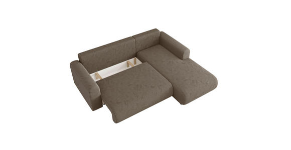 ECKSOFA inkl. Funktionen Taupe Cord  - Taupe/Schwarz, KONVENTIONELL, Kunststoff/Textil (260/200cm) - Xora