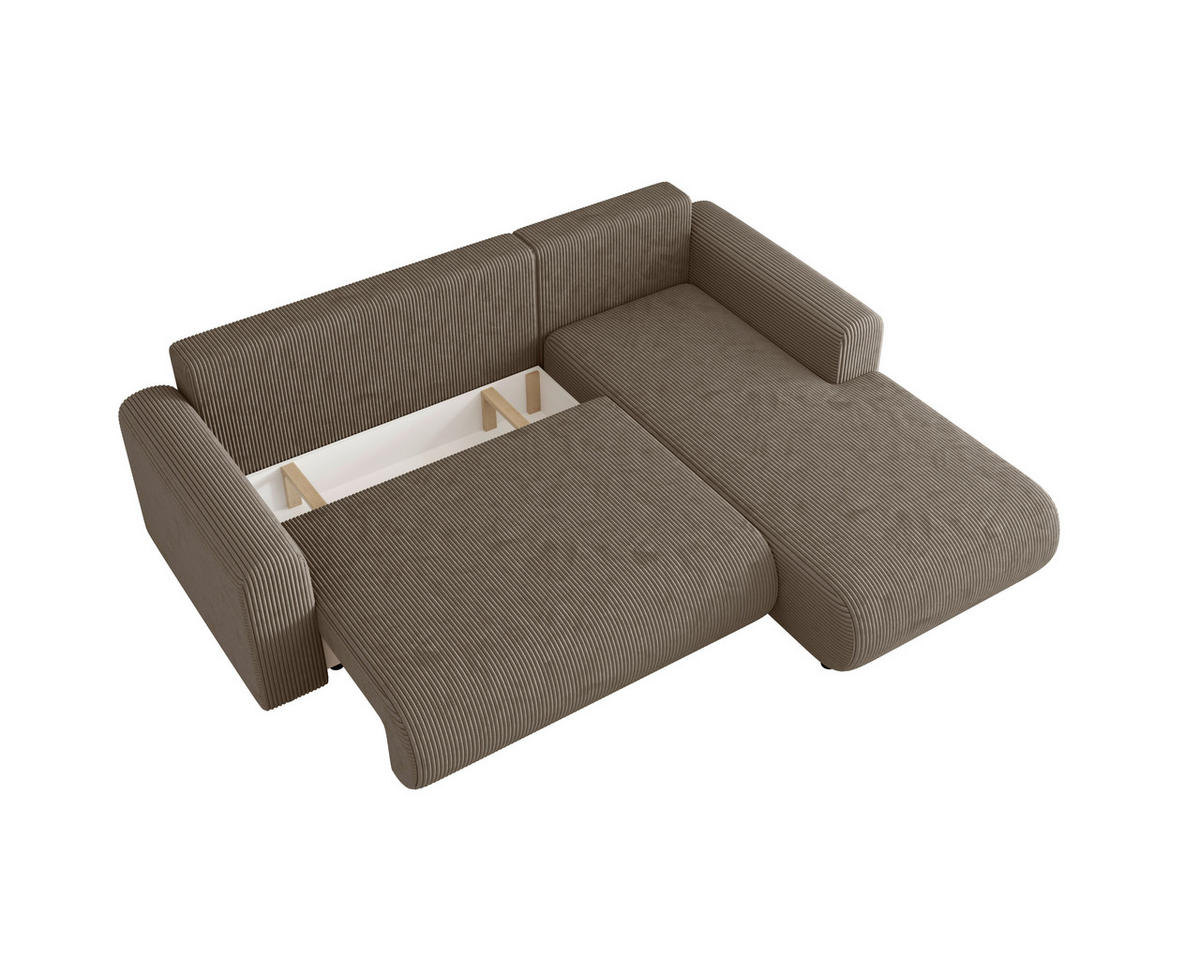ECKSOFA inkl. Funktionen Taupe Cord  - Taupe/Schwarz, KONVENTIONELL, Kunststoff/Textil (260/200cm) - Xora