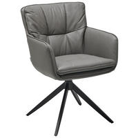 ARMLEHNSTUHL  in Stahl Echtleder pigmentiert  - Dunkelgrau/Schwarz, Design, Leder/Metall (59/87/64.5cm) - Livetastic