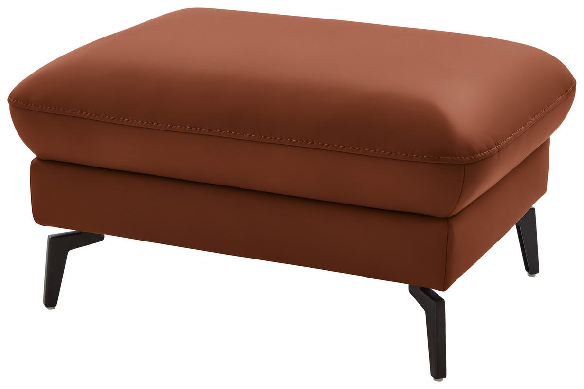 ECKSOFA in Echtleder Cognac  - Cognac/Schwarz, Natur, Leder/Metall (168/281cm) - Valdera