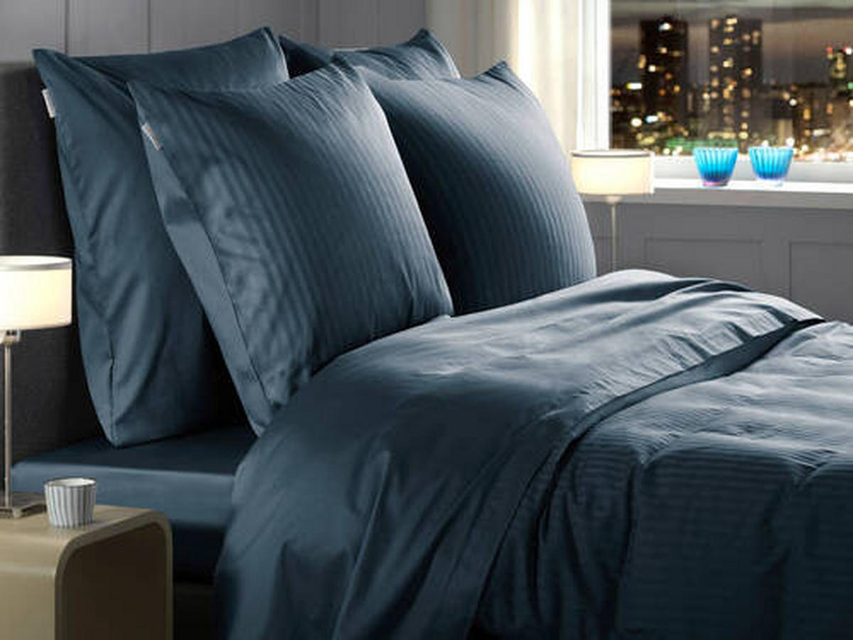 BETTWÄSCHE BANDA Makosatin 135/200 cm  - Blau, Basics, Textil (135/200cm) - Novel