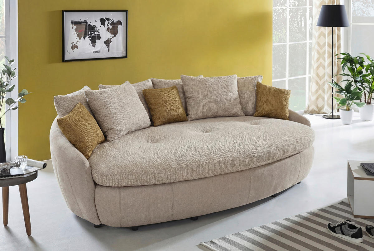 MEGASOFA Webstoff  - Schwarz, LIFESTYLE, Kunststoff/Textil (238/80/140cm) - MID.YOU