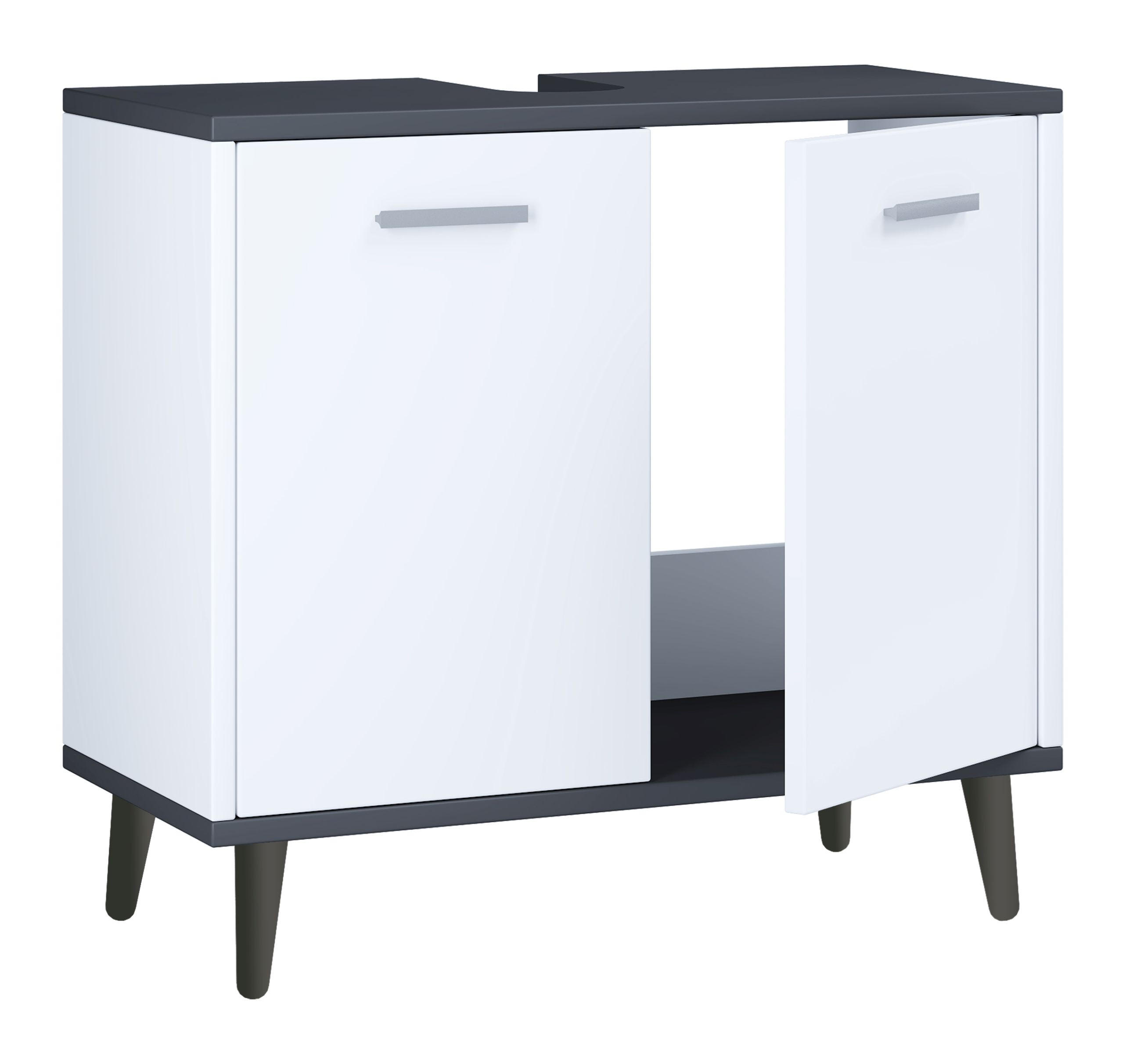 Waschbeckenunterschrank Landos B: 60 Cm Anthrazit/weiß