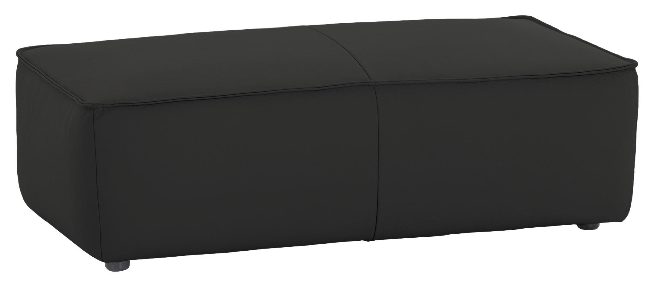 HOCKER Echtleder Graphitfarben  - Schwarz/Graphitfarben, MODERN, Leder/Kunststoff (120/39/60cm) - Chilliano