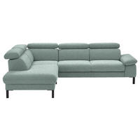 ECKSOFA in Flachgewebe Mintgrün  - Schwarz/Mintgrün, Design, Holzwerkstoff/Textil (217/272cm) - Pure Home Comfort