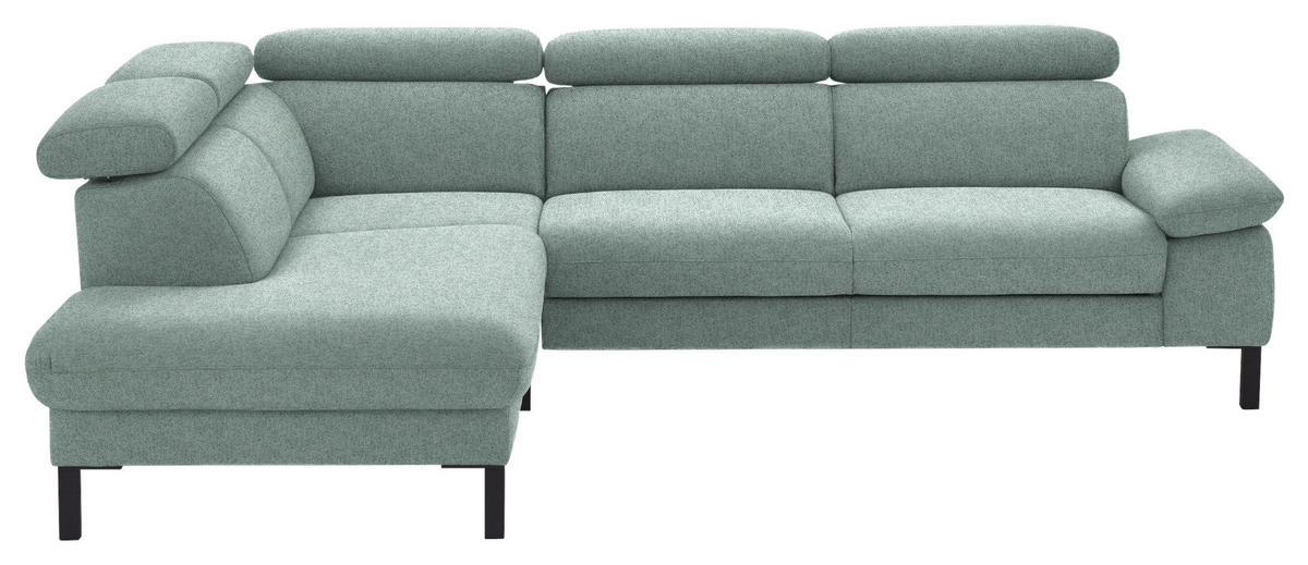 ECKSOFA in Flachgewebe Mintgrün  - Schwarz/Mintgrün, Design, Holzwerkstoff/Textil (217/272cm) - Pure Home Comfort
