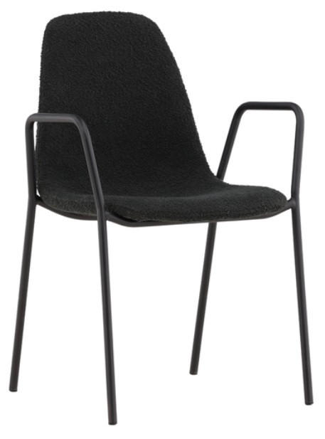 STOL  i stål Bouclé  - svart, Design, metall/textil (56/80/60cm) - Niels Andersson