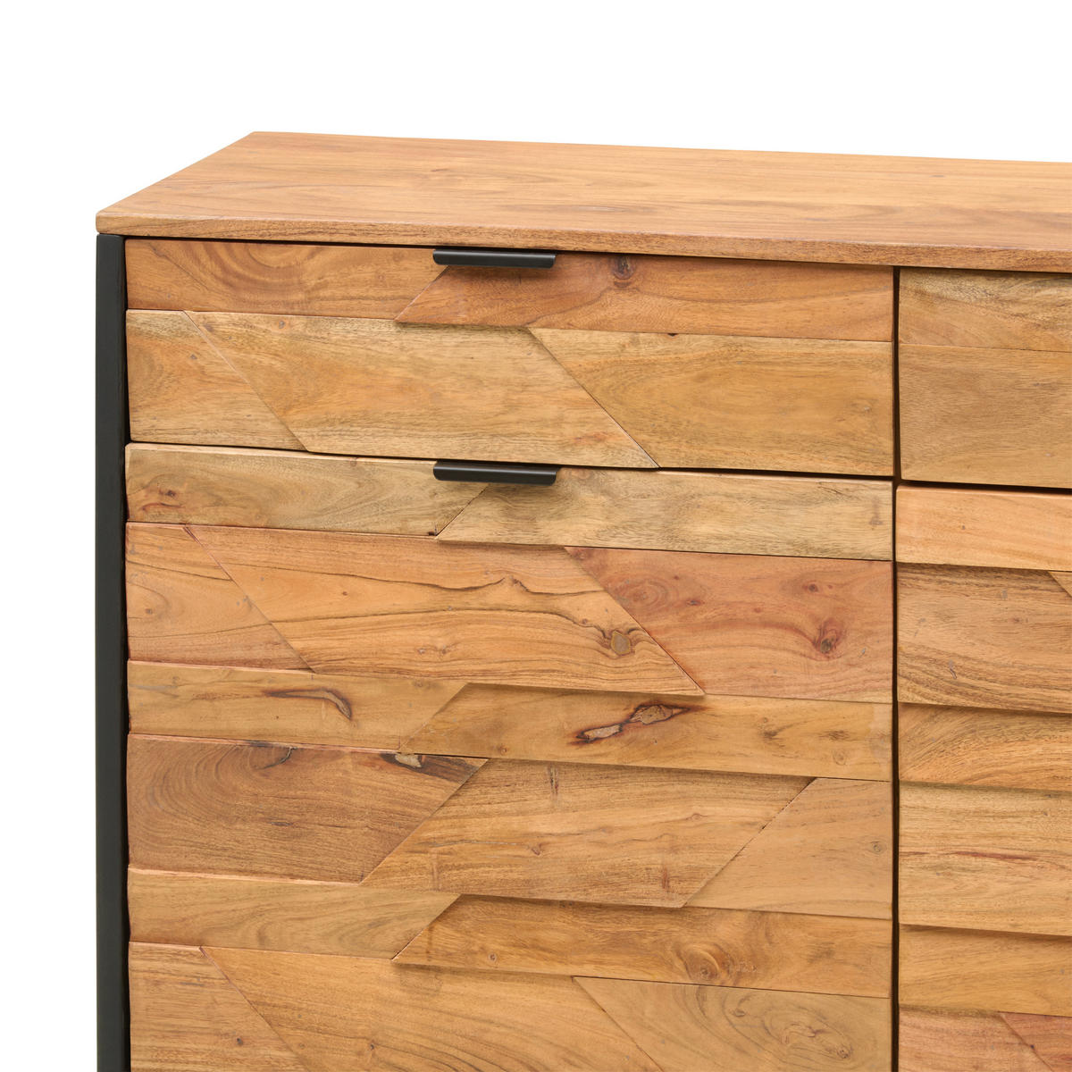 SIDEBOARD  in 175/86/40 cm  - Schwarz/Akaziefarben, Trend, Holz/Metall (175/86/40cm) - Ambia Home