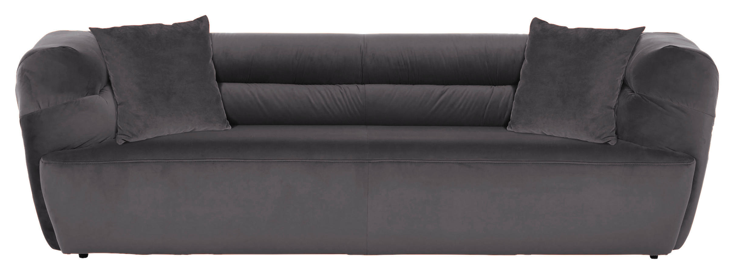 BIGSOFA Samt Anthrazit  - Anthrazit/Schwarz, KONVENTIONELL, Kunststoff/Textil (240/73/100cm) - Carryhome