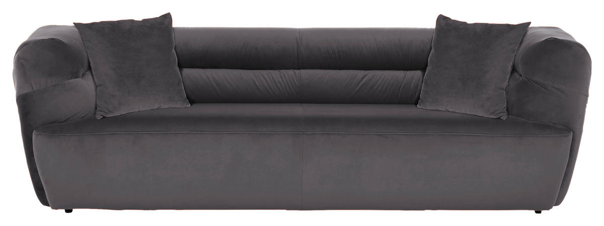 BIGSOFA Samt Anthrazit  - Anthrazit/Schwarz, KONVENTIONELL, Kunststoff/Textil (240/73/100cm) - Carryhome