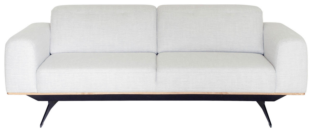 3-SITZER-SOFA in Struktur Weiss  - Weiss/Schwarz, Design, Textil/Metall (205/76-97/102cm) - Novel