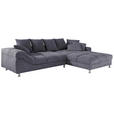 ECKSOFA in Webstoff Dunkelgrau  - Dunkelgrau, Design, Textil/Metall (332/227cm) - Carryhome