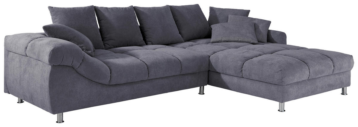 ECKSOFA Dunkelgrau Webstoff  - Dunkelgrau, Design, Textil/Metall (337/228cm) - Carryhome