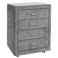 NACHTSCHRANK 50/64/41,5 cm  - Schwarz/Grau, KONVENTIONELL, Glas/Textil (50/64/41,5cm) - Ambiente