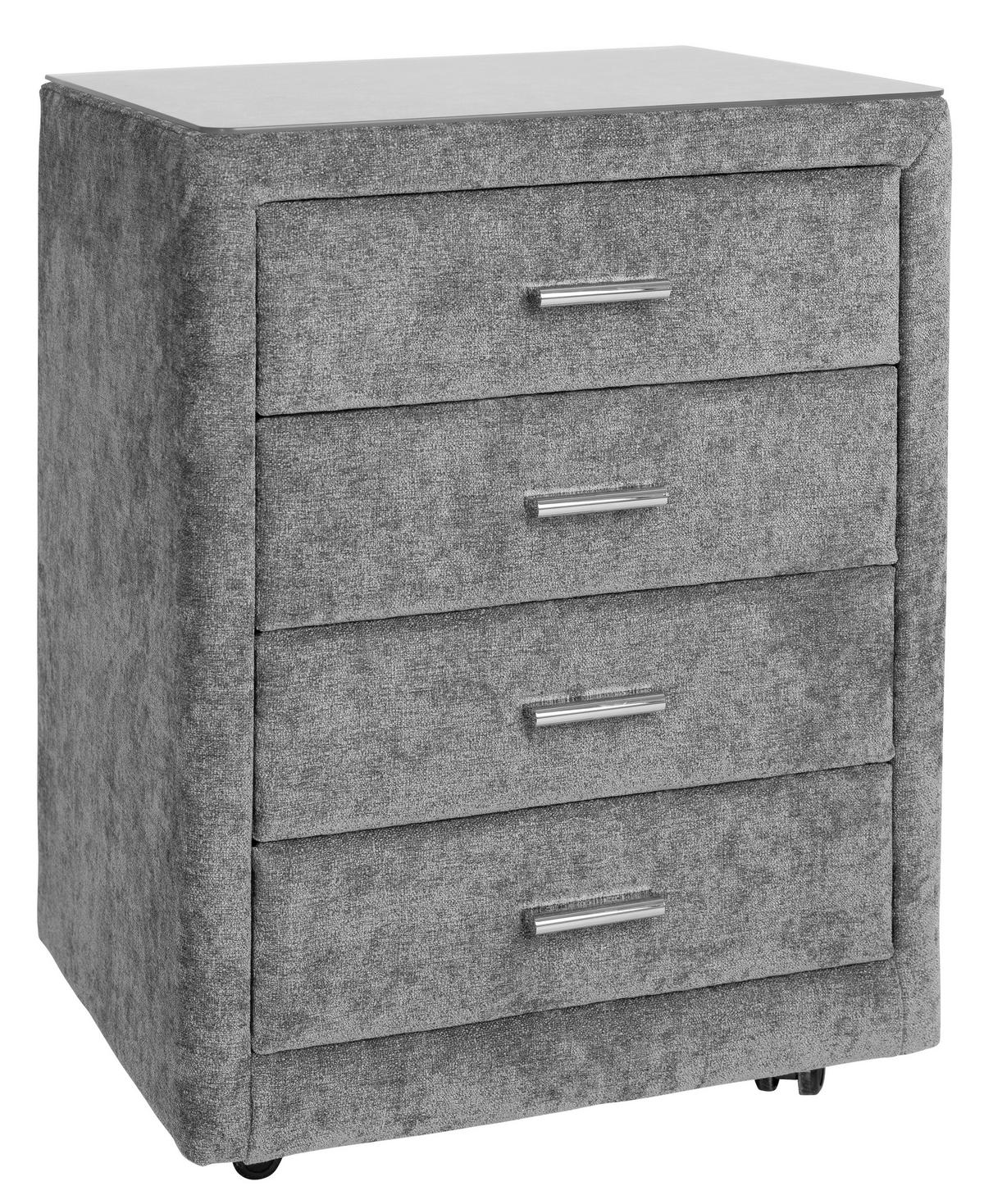 NACHTSCHRANK 50/64/41,5 cm  - Schwarz/Grau, KONVENTIONELL, Glas/Textil (50/64/41,5cm) - Ambiente