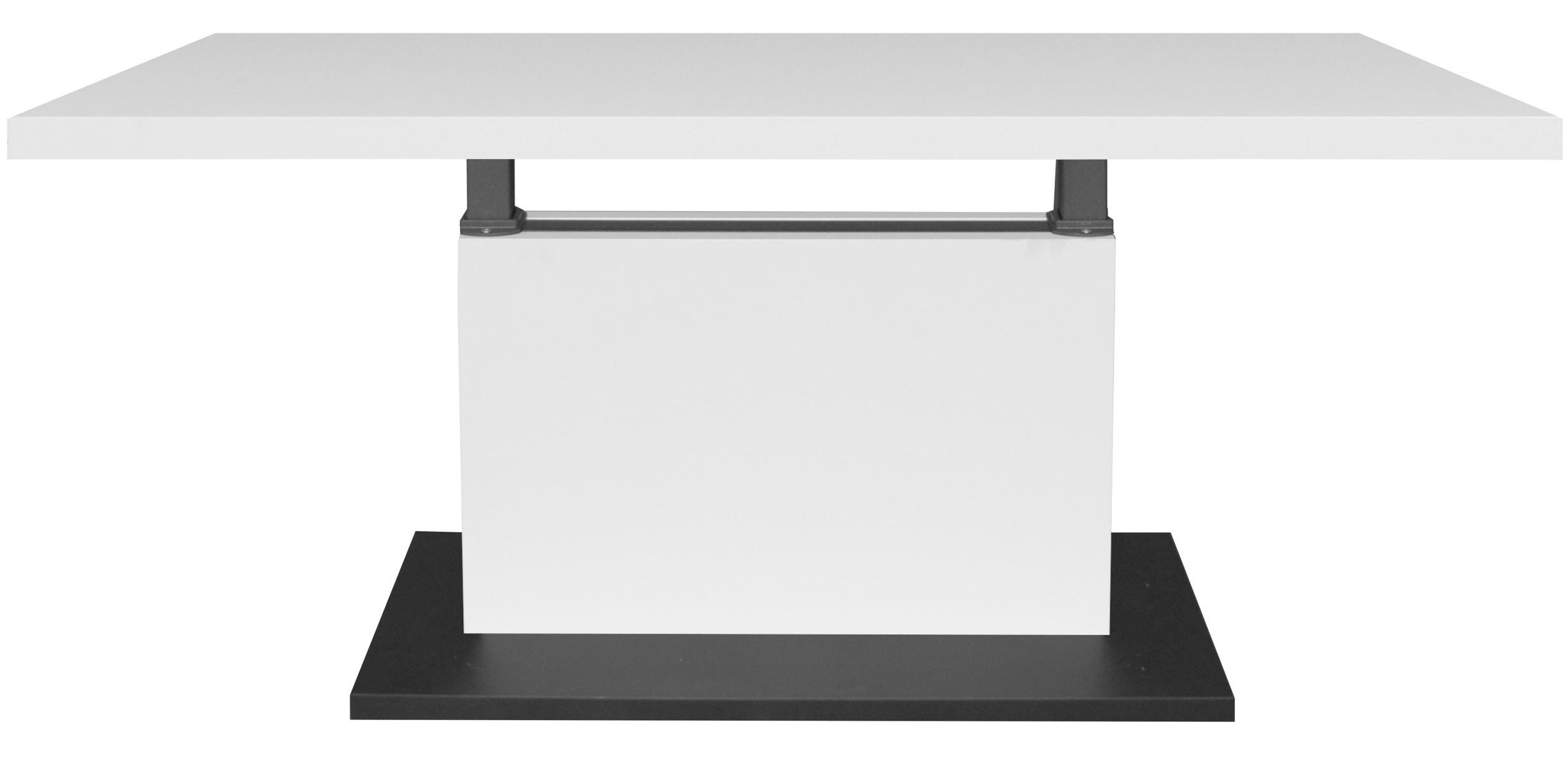 Mid.you Couchtisch Lift Schwarz, Weiß Hochglanz 70x55-69x120 cm