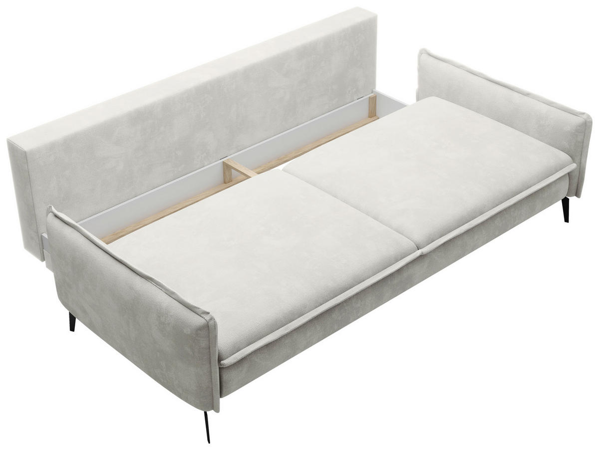 SCHLAFSOFA in Chenille Creme  - Creme/Schwarz, KONVENTIONELL, Textil/Metall (223/89/107cm) - Carryhome
