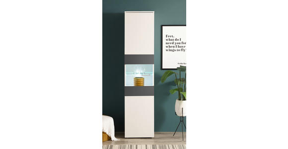 VITRINE  in Graphitfarben, Weiß  - Alufarben/Graphitfarben, MODERN, Glas/Holzwerkstoff (45/195/37cm) - Carryhome