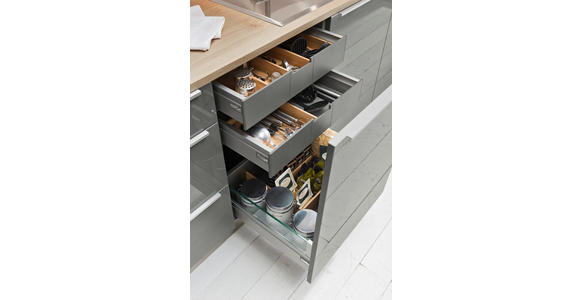EINBAUKÜCHE - Eichefarben/Grau, Design, Holzwerkstoff - Dieter Knoll
