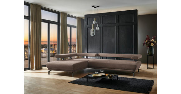 ECKSOFA in Chenille Braun 224/305 cm - Schwarz/Braun, Design, Textil/Metall (224/305cm) - Dieter Knoll