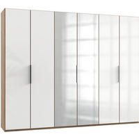 DREHTÜRENSCHRANK in Weiss, Eichefarben  - Chromfarben/Weiss, Modern, Glas/Holzwerkstoff (300/236/58cm) - MID.YOU