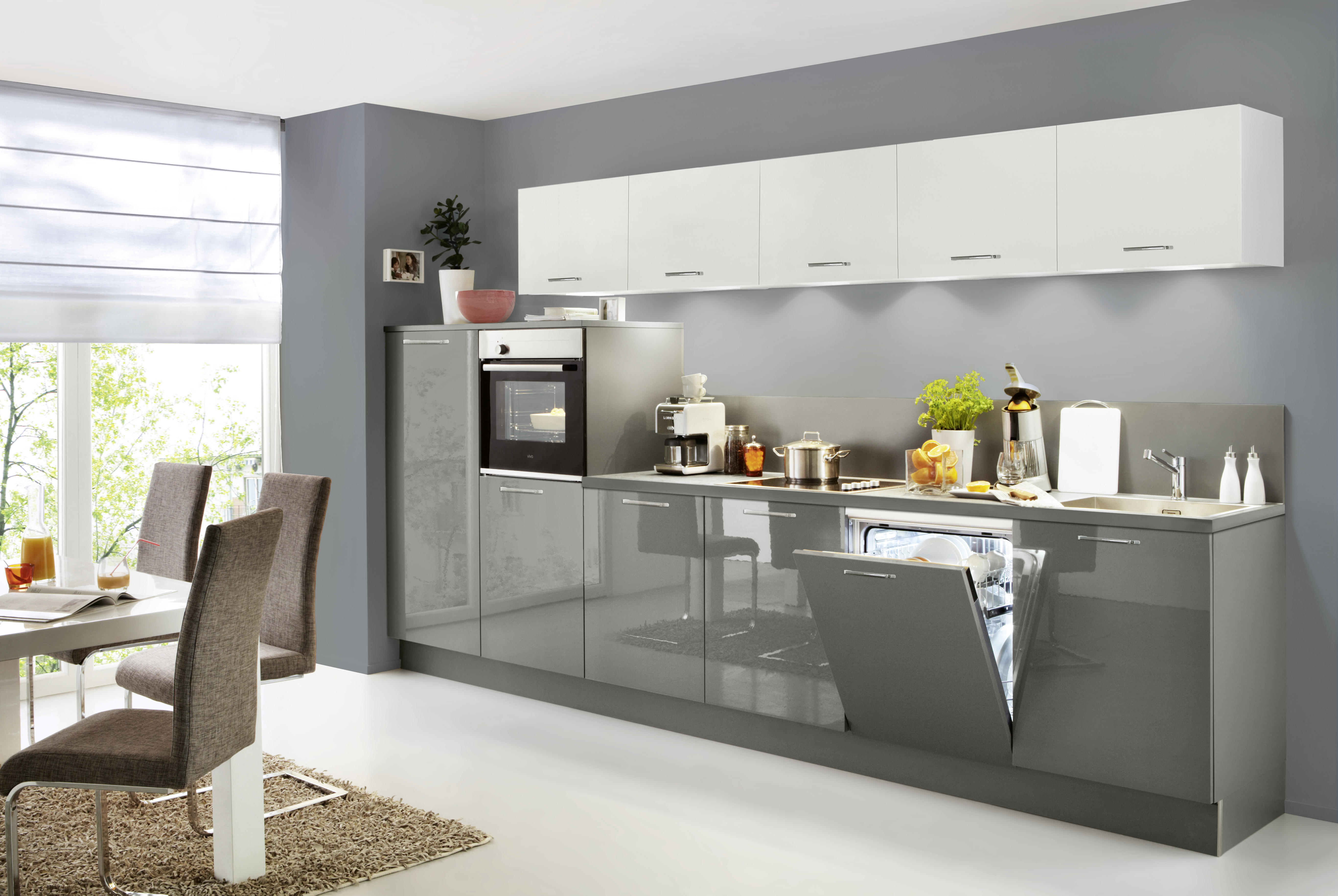 EINBAUKÜCHE LUX  - Weiß/Grau, Design - Nolte Küchen