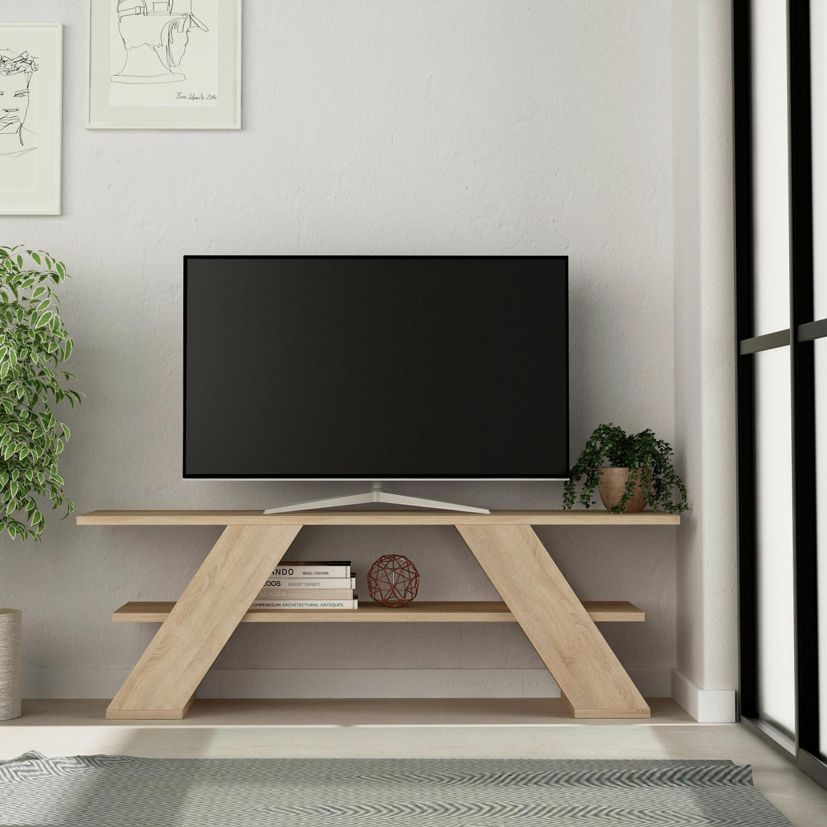 PHONOTISCH Holzwerkstoff Eichefarben  - Eichefarben, Design, Holzwerkstoff (120/40/33.5cm) - Livetastic