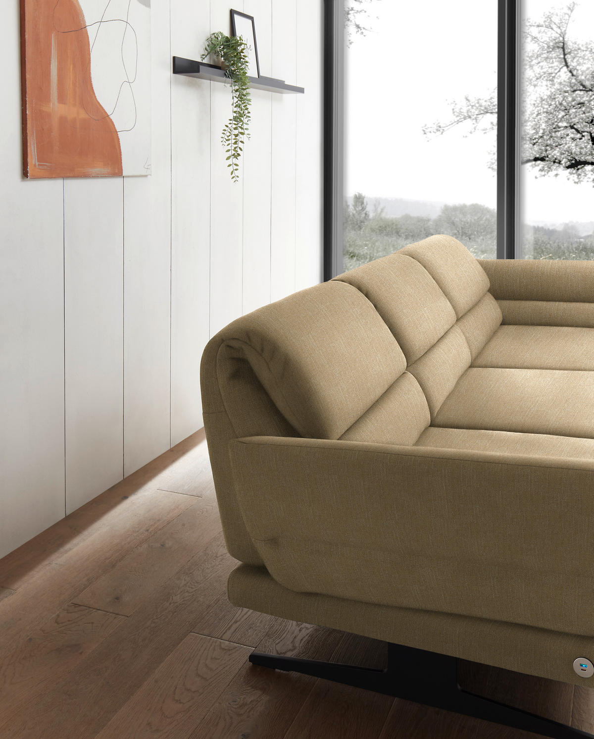 ECKSOFA in Flachgewebe Senfgelb  279-327/176-217 cm  - Senfgelb/Schwarz, Design, Textil/Metall (279-327/176-217cm) - Dieter Knoll