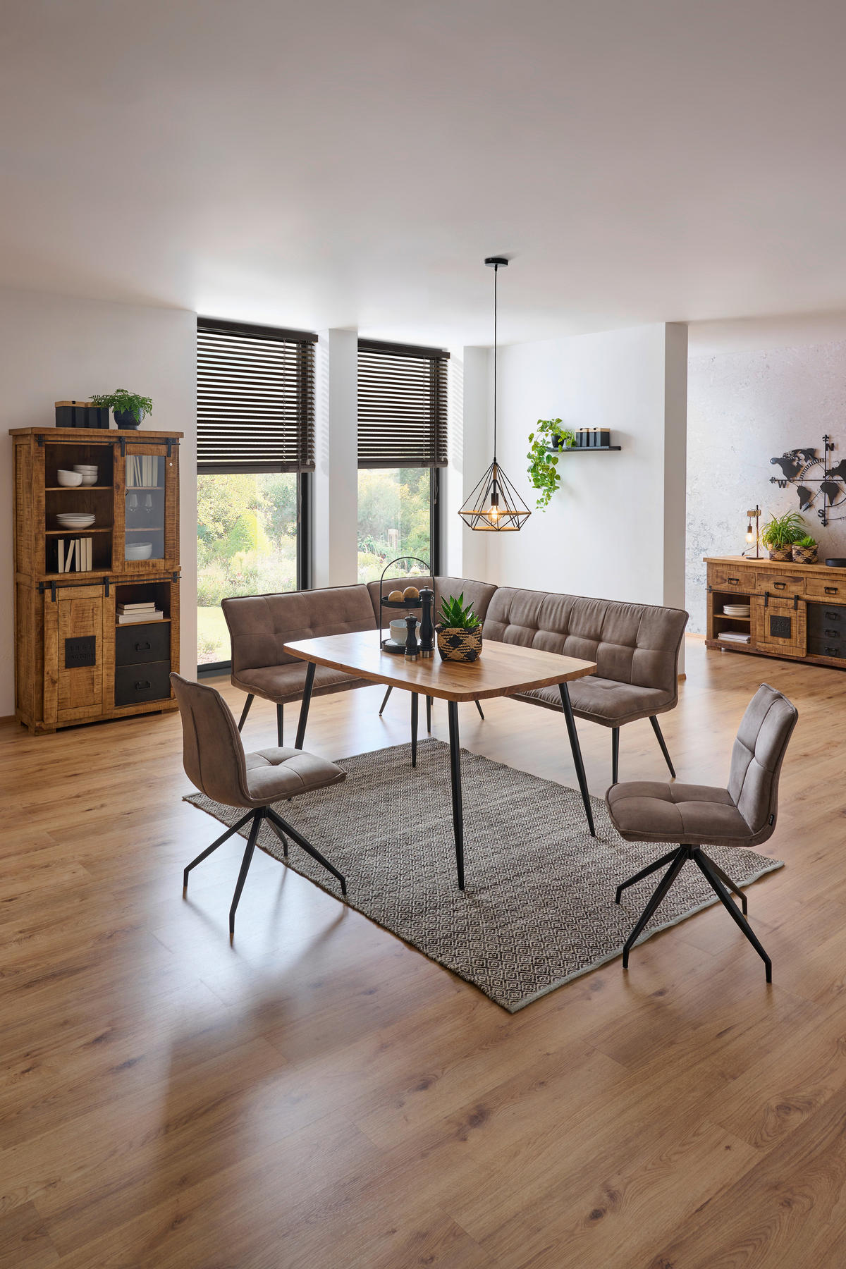 ESSTISCH Akazie Hartholz rechteckig Schwarz, Akaziefarben  - Schwarz/Akaziefarben, LIFESTYLE, Holz/Metall (140/90/76cm) - Boxxx