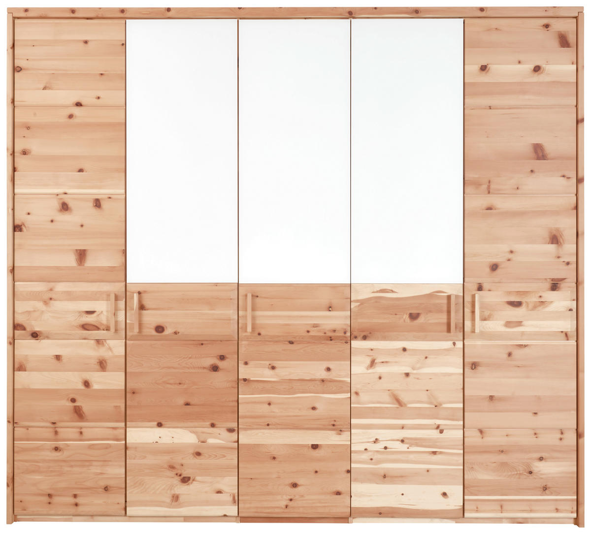 DREHTÜRENSCHRANK in Weiss, Zirbelkieferfarben  - Weiss/Zirbelkieferfarben, Natur, Glas/Holz (249/225/61cm) - Valnatura