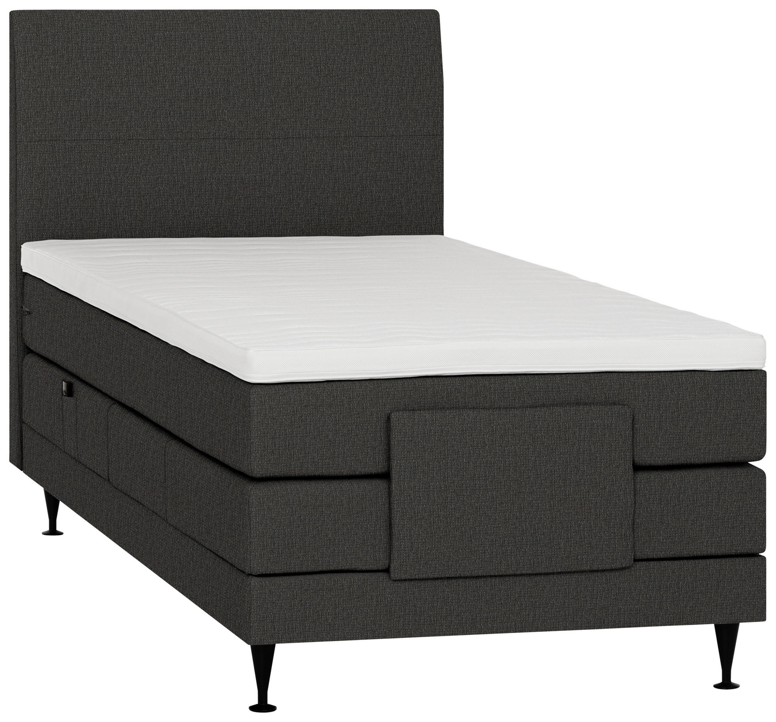 BOXSPRINGBETT 120/200 cm,  in Anthrazit, Matratze, Topper, motorische Verstellbarkeit, Fernbedienung, H4 = sehr fest  - Anthrazit/Schwarz, KONVENTIONELL, Holzwerkstoff/Textil (120/200cm) - Welnova