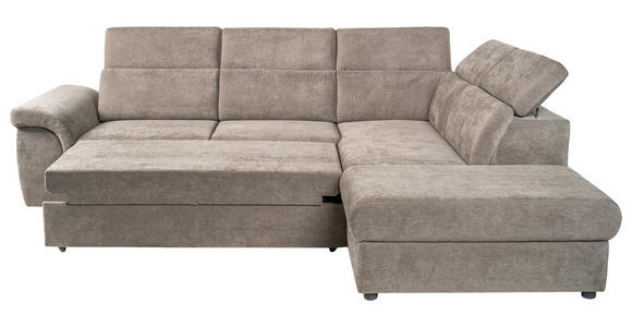 ECKSOFA Taupe Flachgewebe  - Taupe/Schwarz, KONVENTIONELL, Kunststoff/Textil (280/235cm) - Carryhome