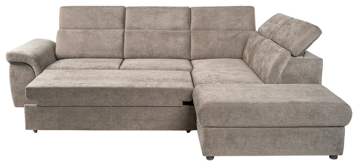 ECKSOFA Taupe Flachgewebe  - Taupe/Schwarz, KONVENTIONELL, Kunststoff/Textil (280/235cm) - Carryhome