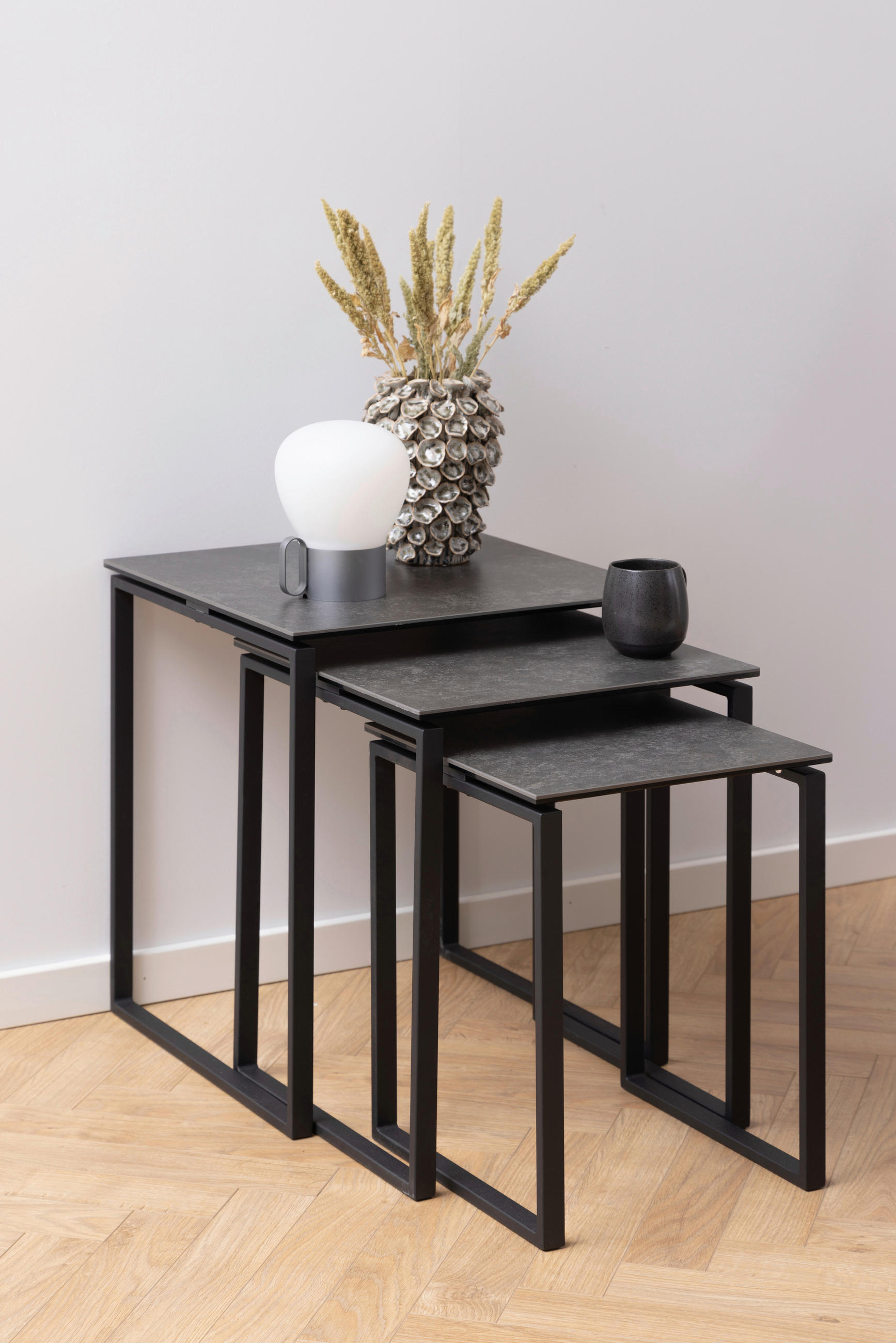 BEISTELLTISCHSET quadratisch Schwarz  - Schwarz, Trend, Keramik/Metall (50/55/50cm)