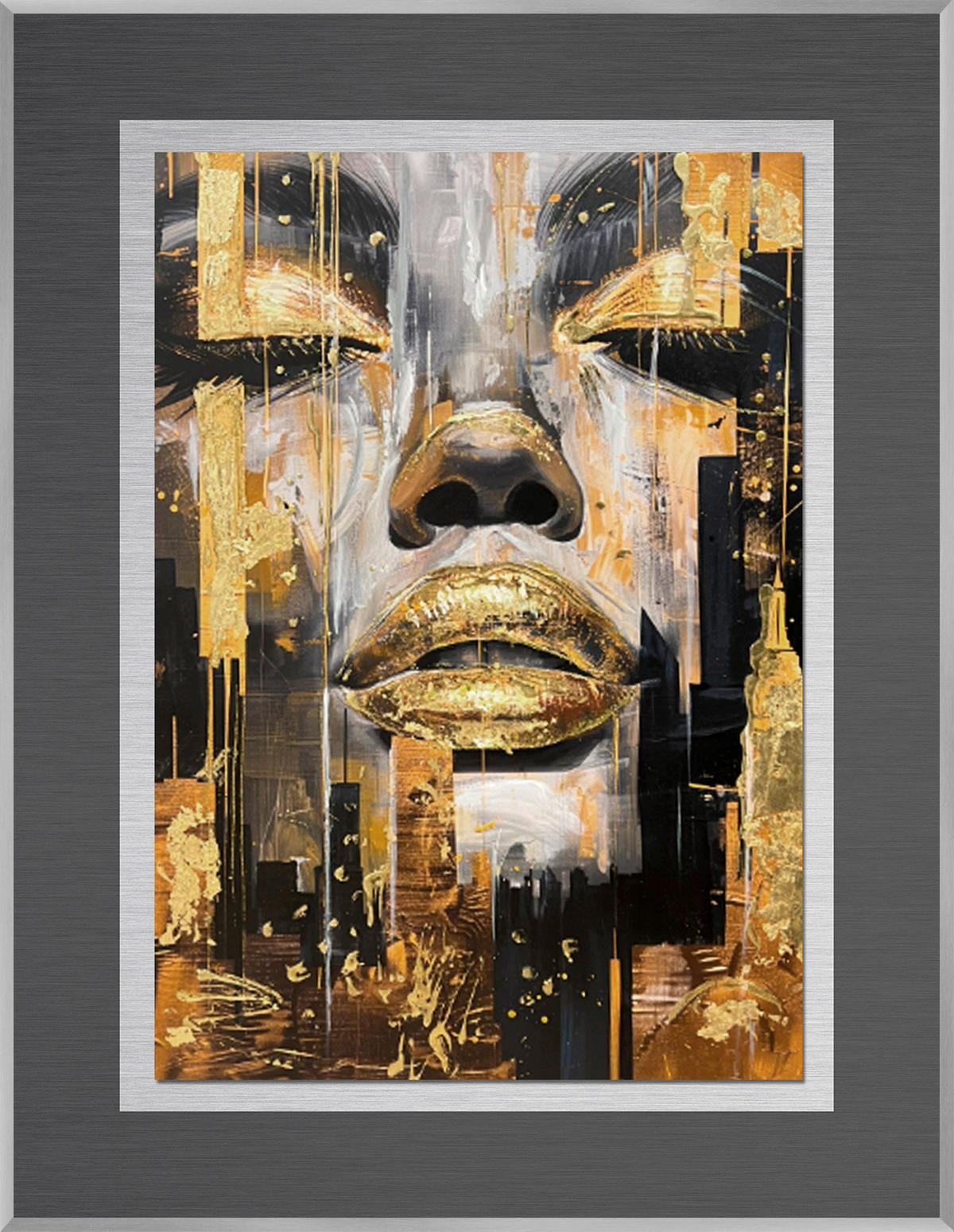 METALLBILD 50,7/65,7 cm  - Silberfarben/Multicolor, Design, Holzwerkstoff/Metall (50,7/65,7cm) - Monee