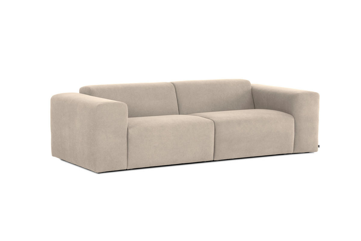 3-SITZER-SOFA Struktur Hellbraun  - Hellbraun/Schwarz, Design, Kunststoff/Textil (266/76/116cm) - MID.YOU