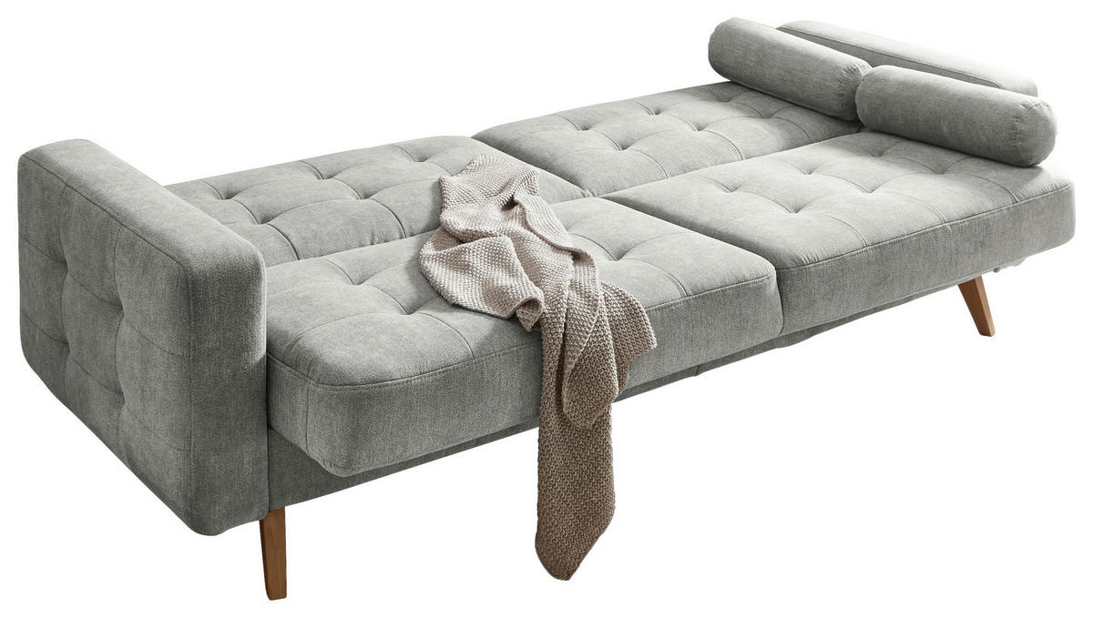 SCHLAFSOFA  mit Mikrovelours Schlammfarben  - Schlammfarben/Eichefarben, MODERN, Holz/Textil (222/86/90cm) - MID.YOU