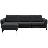 ECKSOFA in Echtleder Schieferfarben  - Schieferfarben/Schwarz, Natur, Leder/Metall (168/281cm) - Valdera